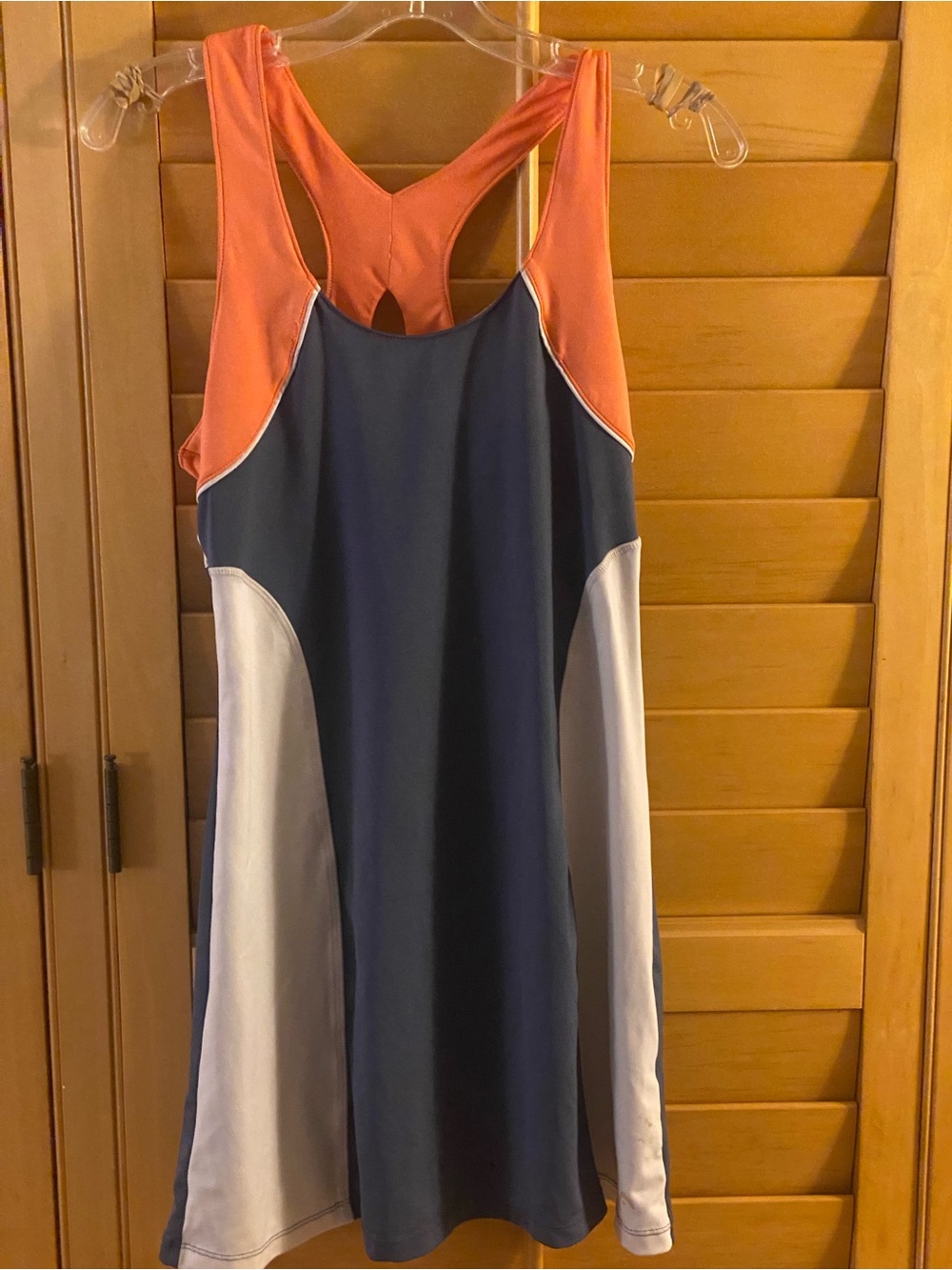 HEAD Womens Colorblock Tennis Dress Navy Orange White Racerback Medium